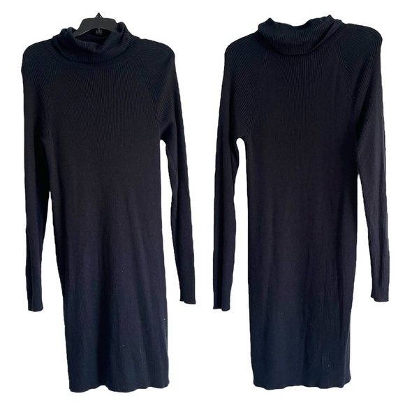 American Eagle Washed Black Turtleneck Long Sleeve Knit Ribbed Mini Dress sz XL - Picture 3 of 4